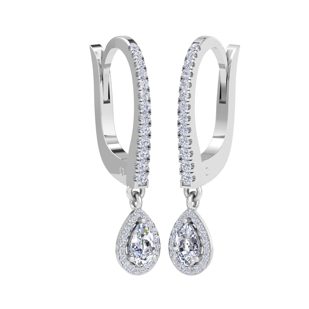 Lab grown pear drop hoop diamond earrings