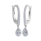 Lab grown pear drop hoop diamond earrings