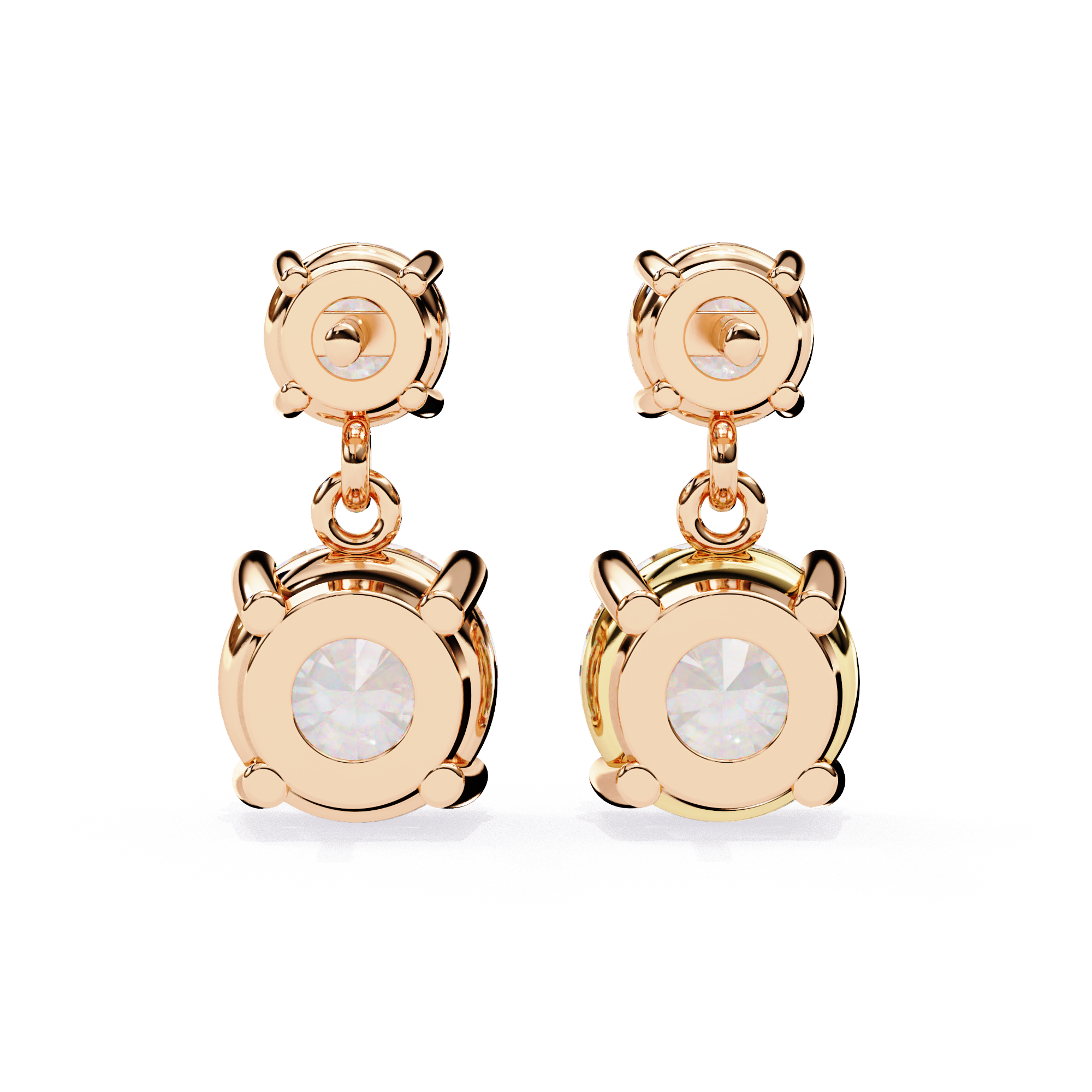 Modern two tier rose gold diamond earrings