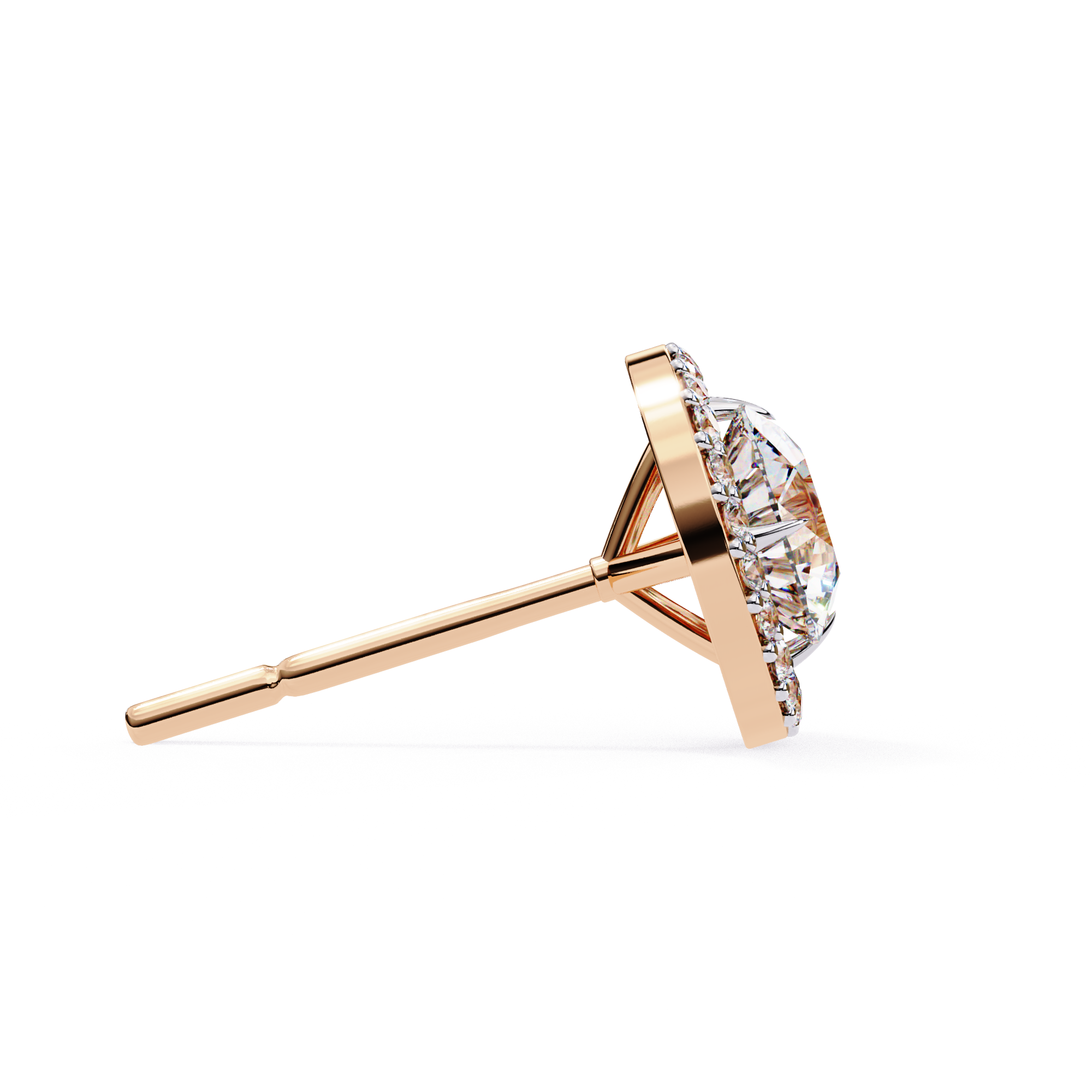 Brilliant cut diamond halo stud earrings Rose Gold