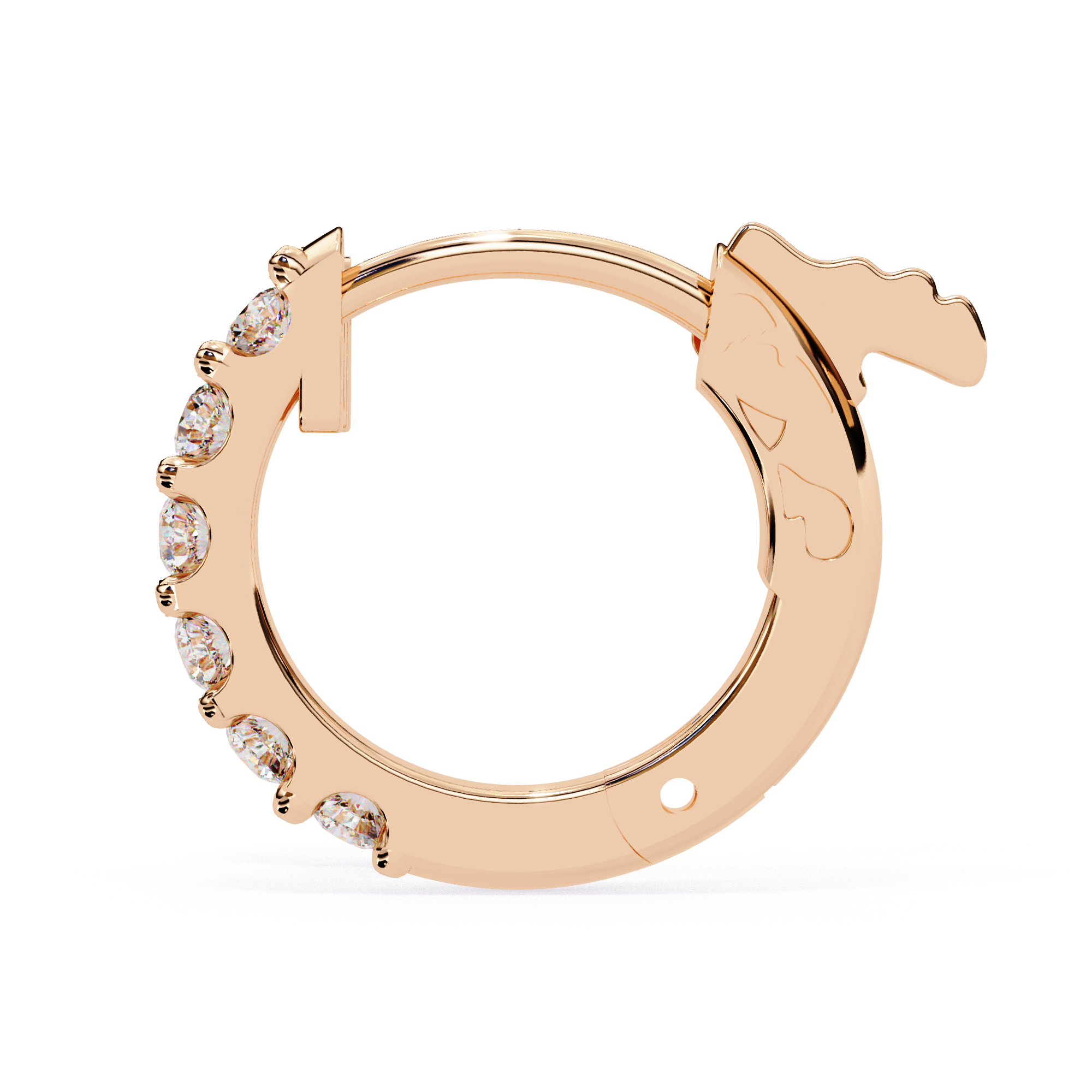 Pavé style round diamond hoop earrings in Rose Gold