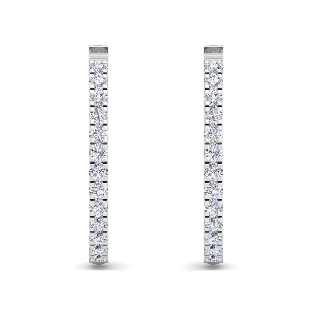 Round diamond hoop earrings with pavé diamonds