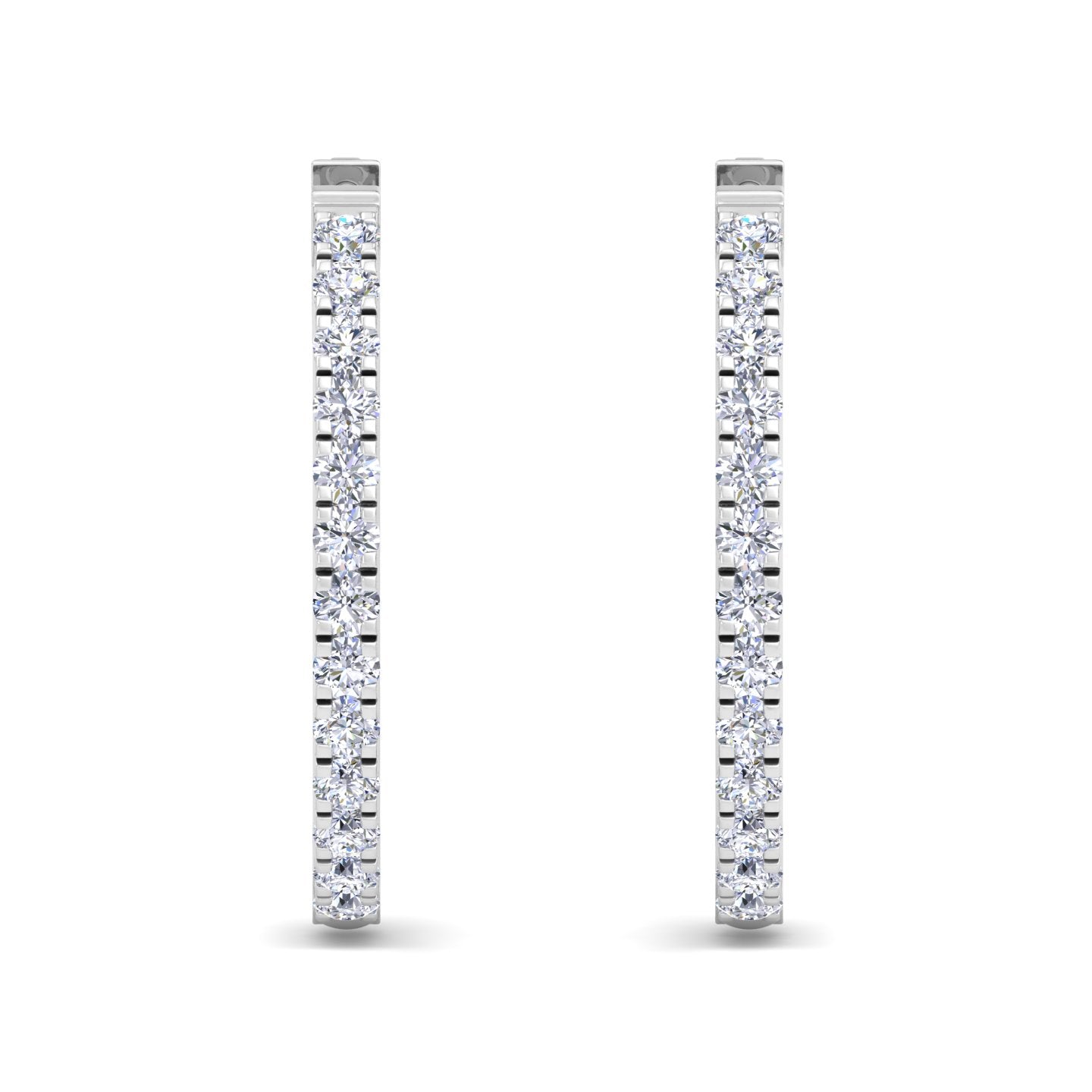 Round diamond hoop earrings with pavé diamonds