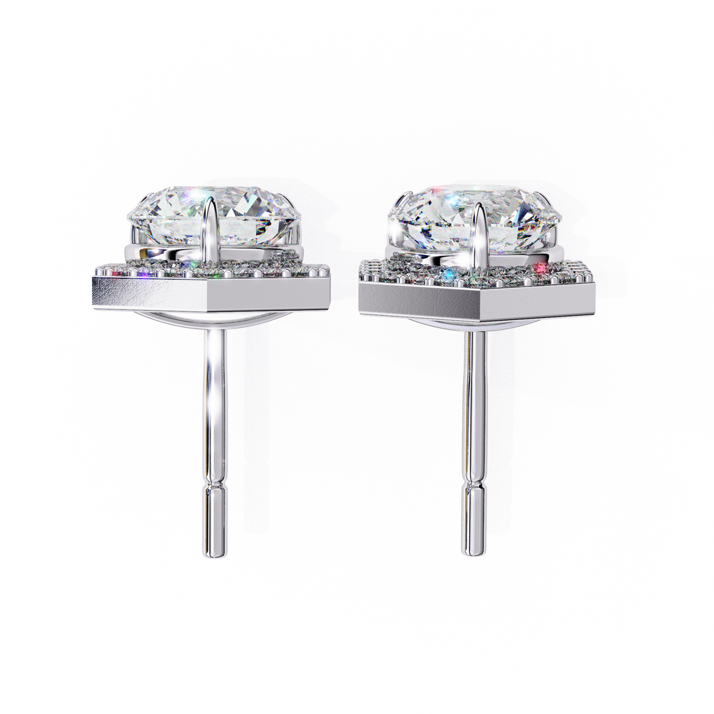 Minimal hexagon halo diamond studs