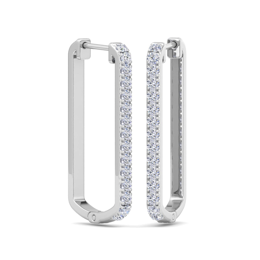 Pavé diamond rectangular hoop earrings