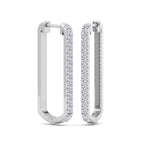 Pavé diamond rectangular hoop earrings