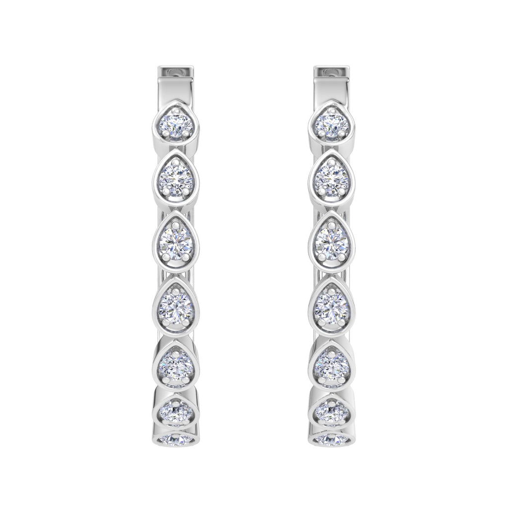 White Gold pear diamond hoop earrings