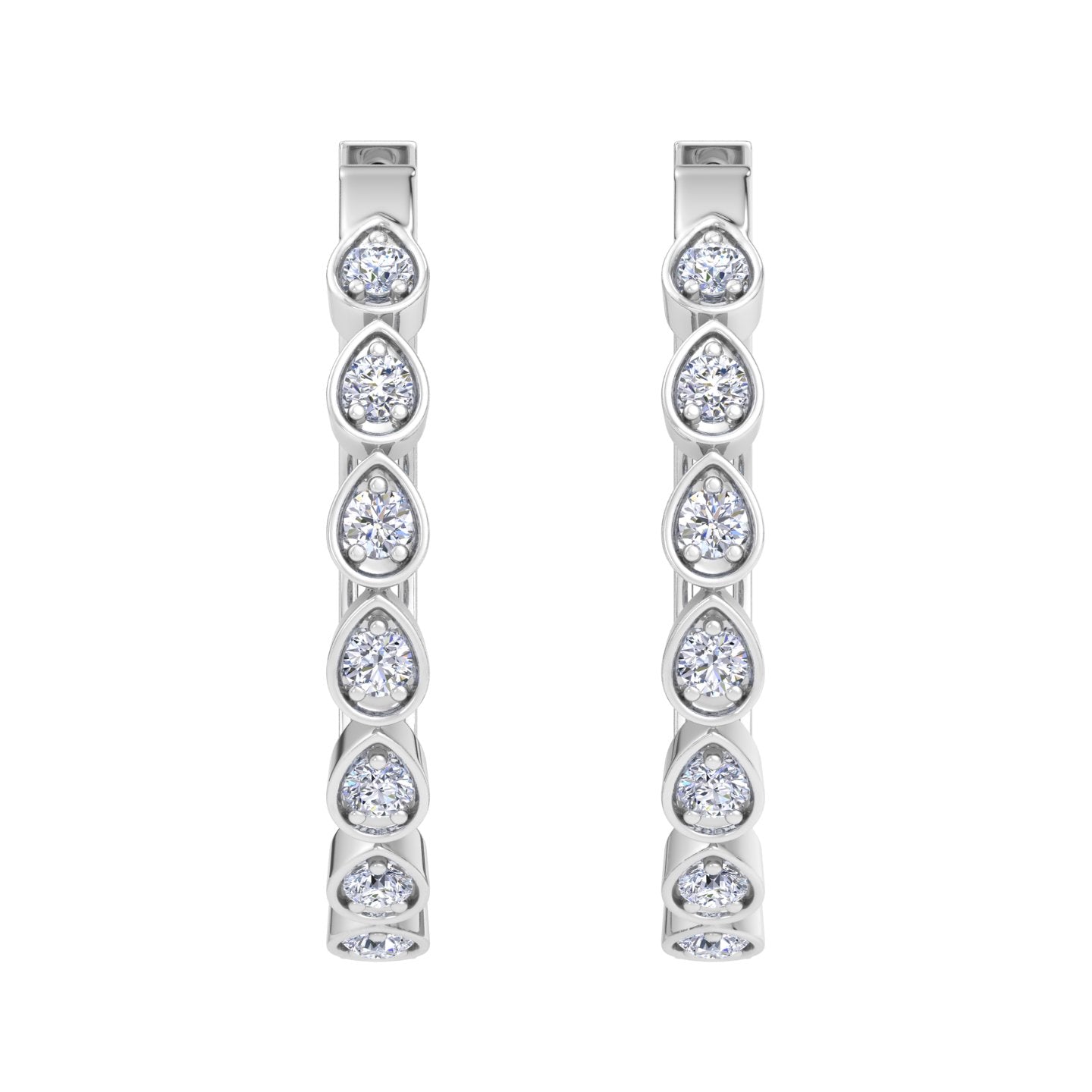 White Gold pear diamond hoop earrings
