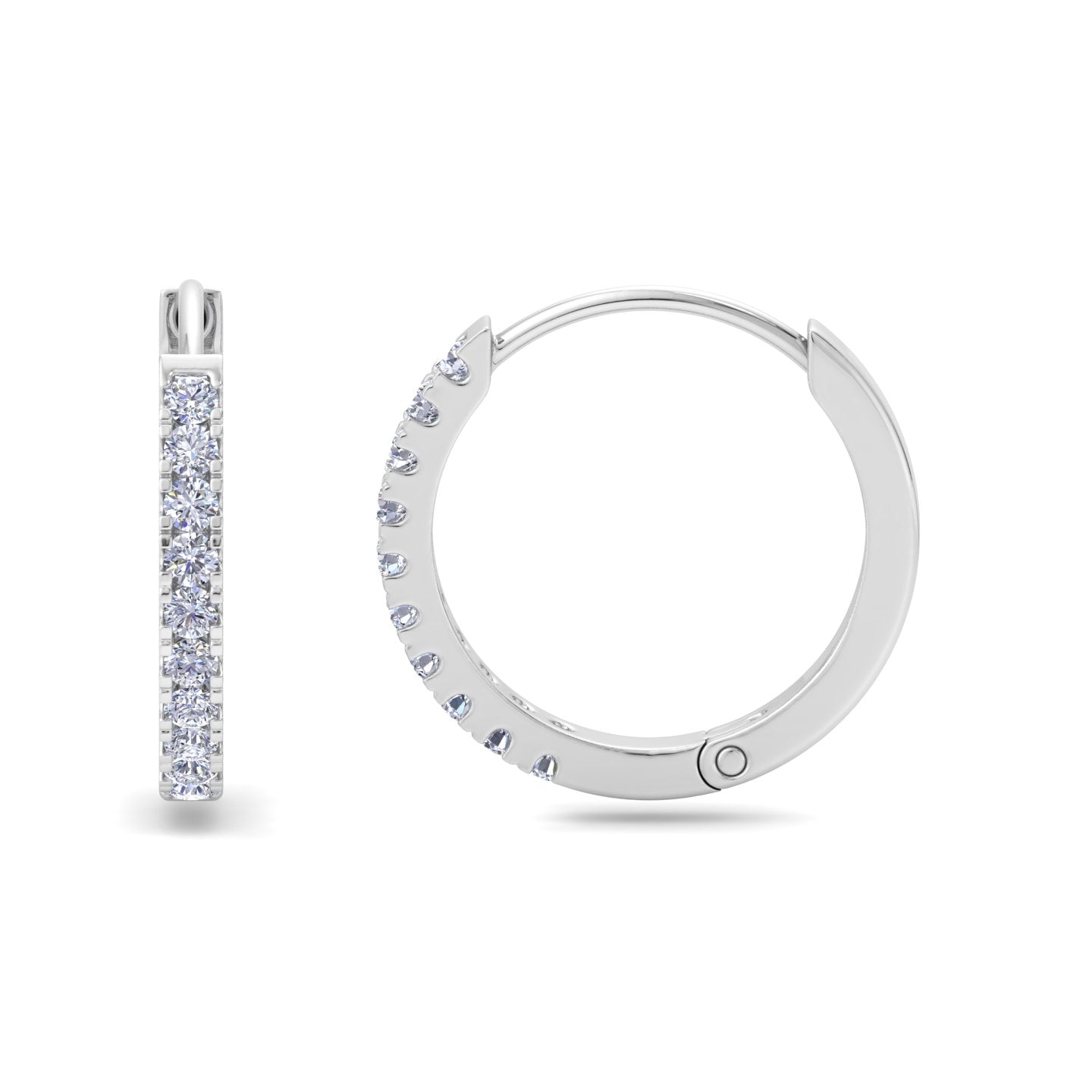 White Gold diamond hoop earrings with pavé setting