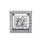 Elegant princess cut halo diamond stud earrings