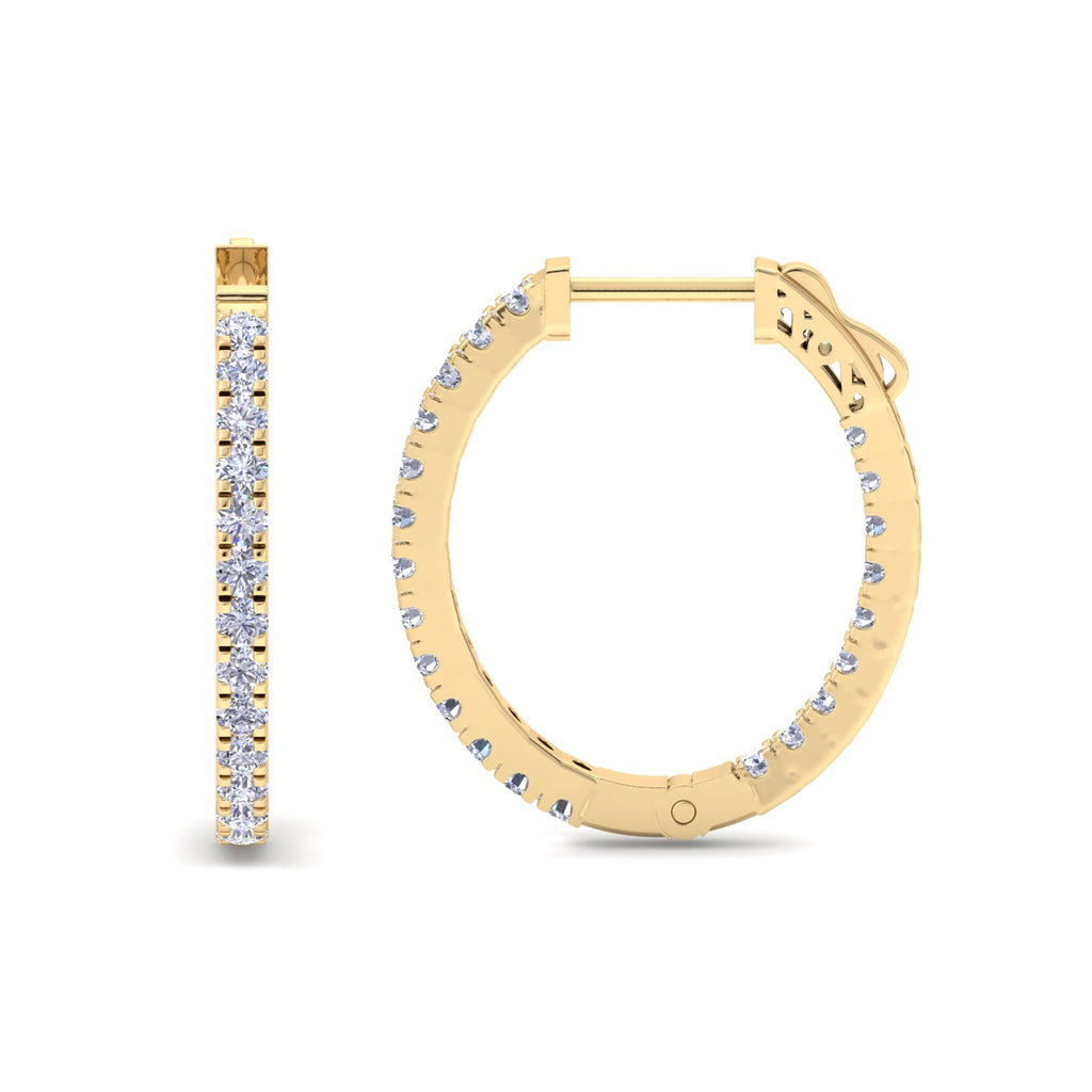 Minimal diamond hoop earrings in gold