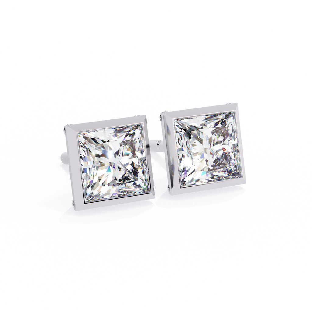 Minimal square diamond stud earrings