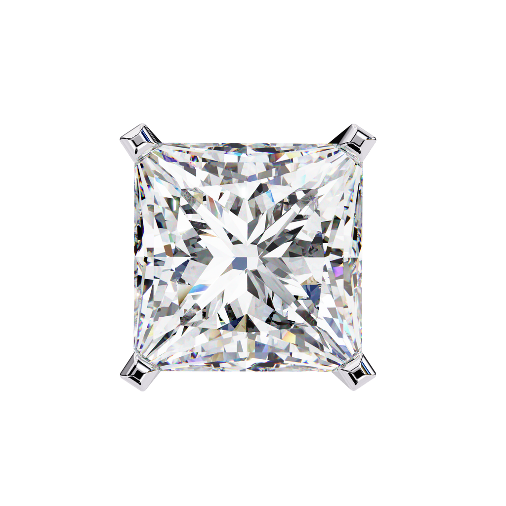 Elegant princess cut diamond stud earrings