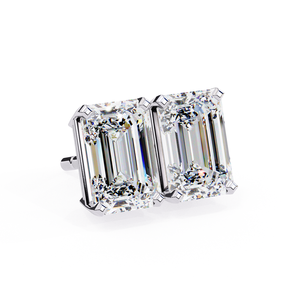 Minimal Emerald diamond stud earrings everyday wear