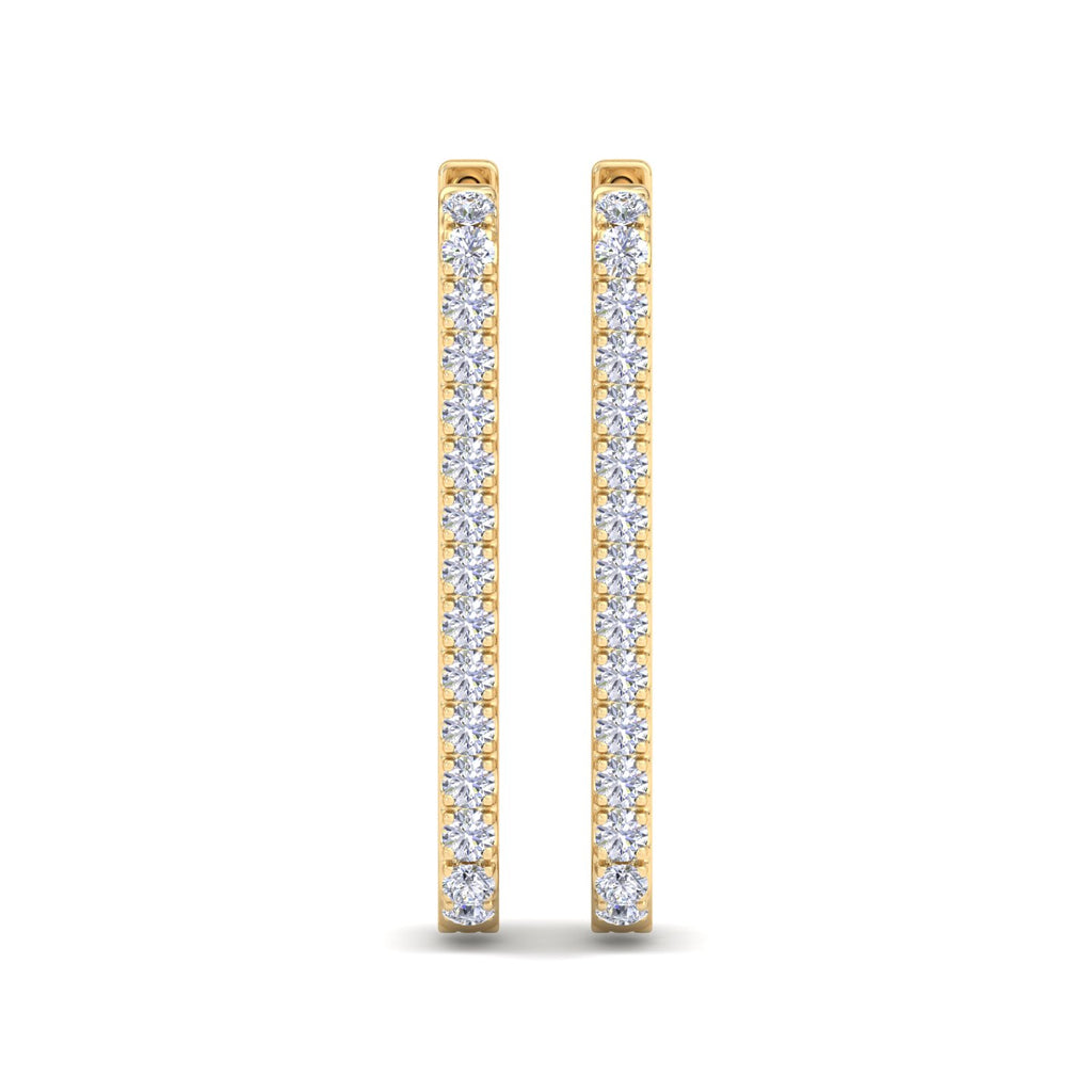 Gold rectangular diamond hoops