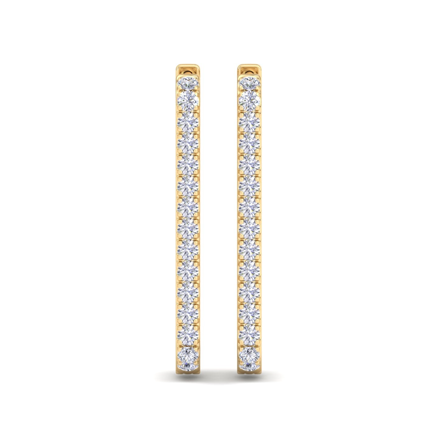Gold rectangular diamond hoops