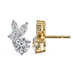 Luxury lab grown diamond stud earrings with round and marquise shape