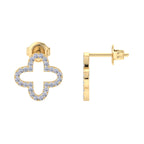 Clover pattern diamond stud earrings in gold
