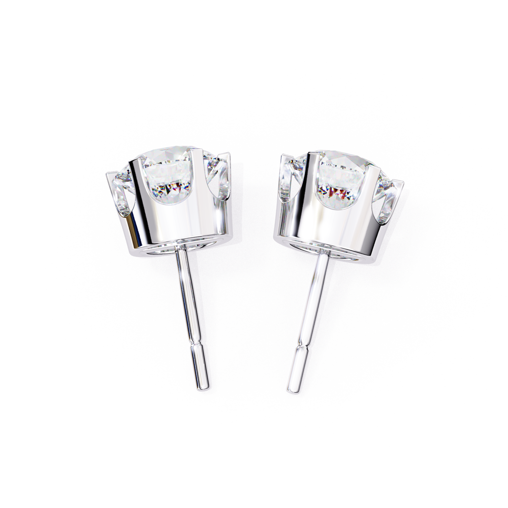 Round diamond halo stud earrings