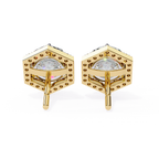 Hexagon diamond halo stud earrings