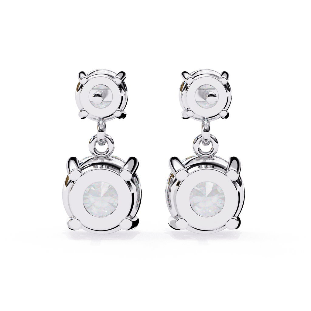 Modern two tier white gold diamond earrings