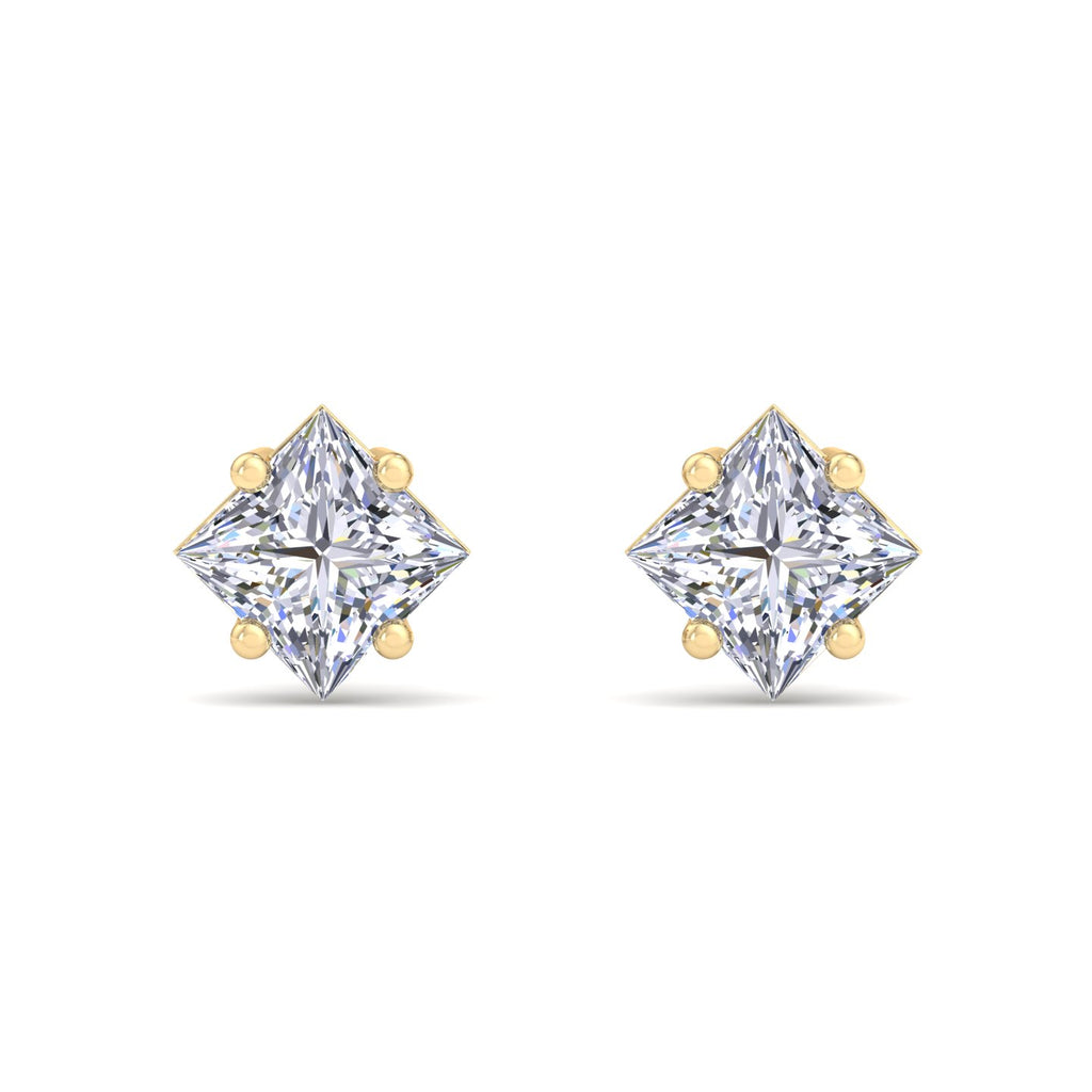 Square princess cut diamond stud earrings