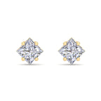 Square princess cut diamond stud earrings