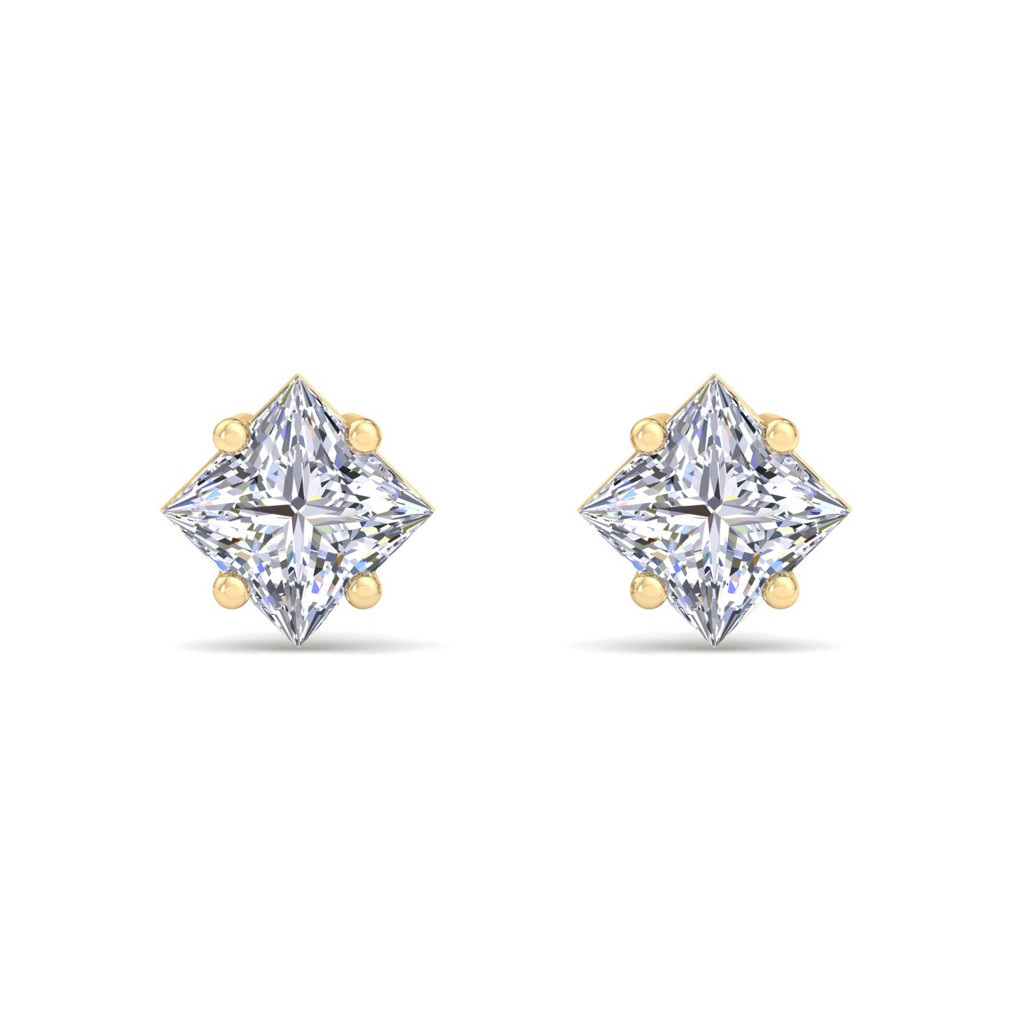 Square princess cut diamond stud earrings