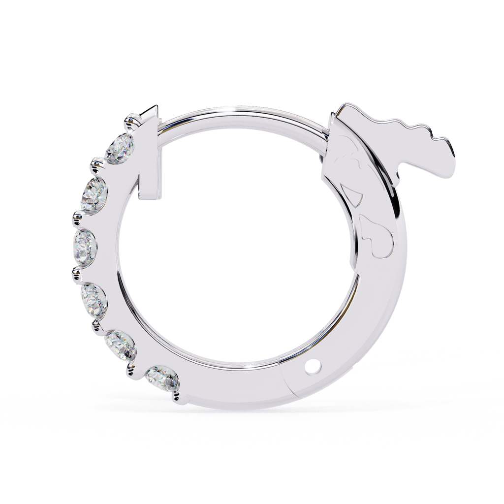 Pavé style round diamond hoop earrings in White Gold