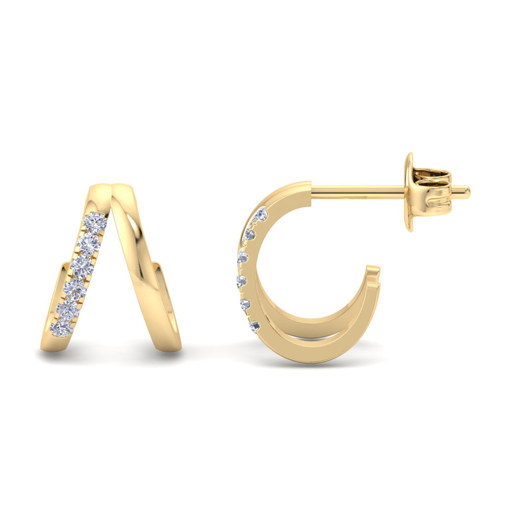 Double hoop diamond earrings in gold