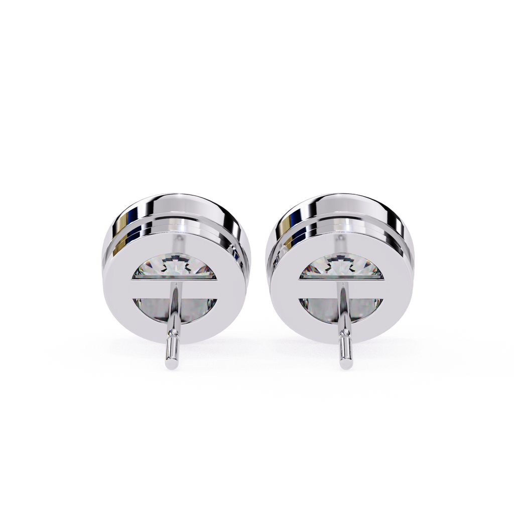 Elegant bezel set diamond stud earrings