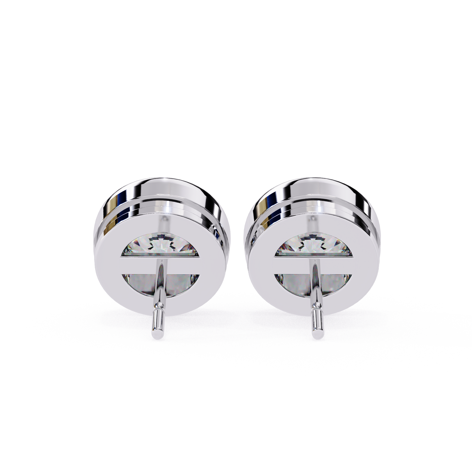 Elegant bezel set diamond stud earrings