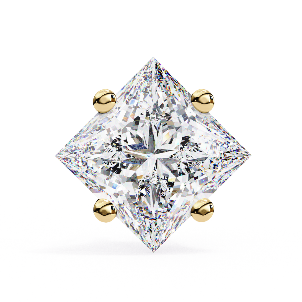 Elegant princess cut diamond stud earrings