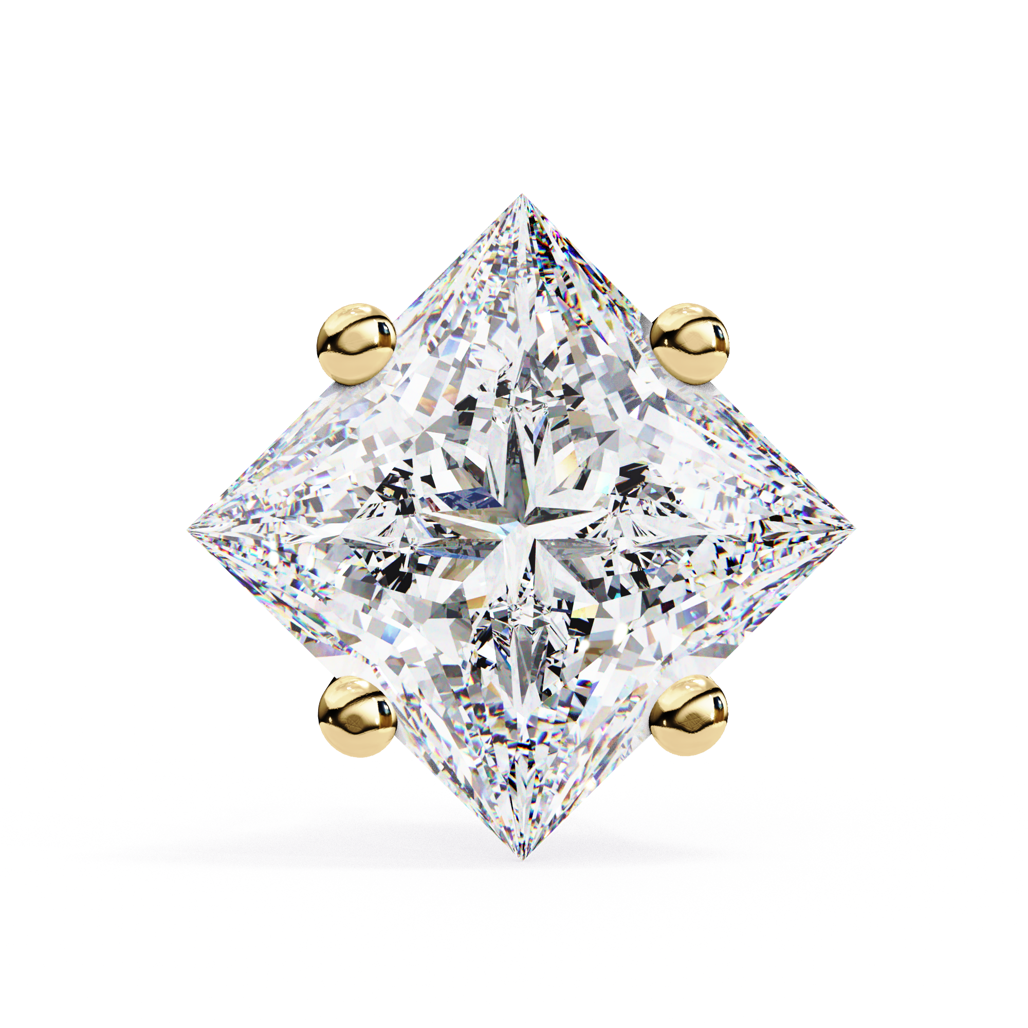 Elegant princess cut diamond stud earrings