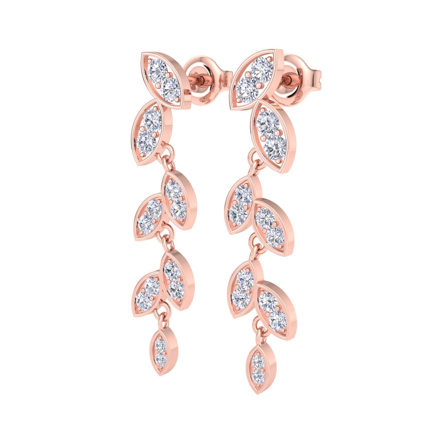 Diamond drop earrings in Rose Gold