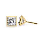 Princess cut diamond stud earrings in gold