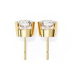 Elegant half bezel set diamond stud earrings