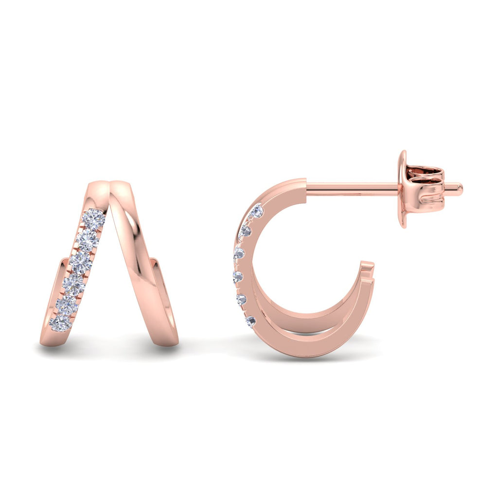 Double hoop diamond earrings in Rose Gold