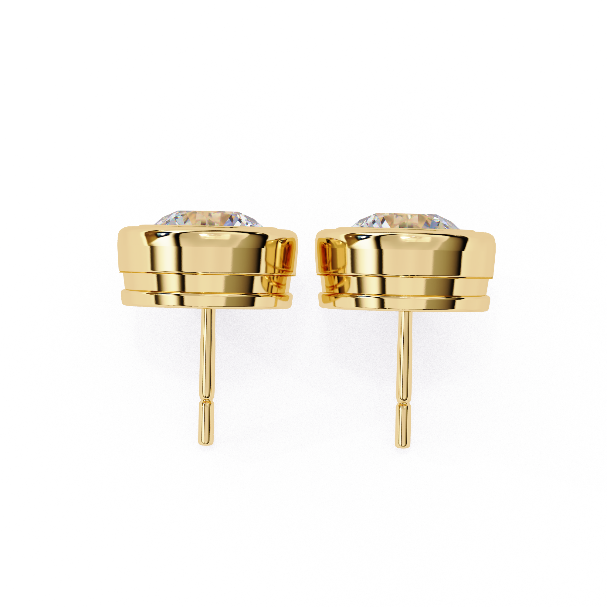 Elegant bezel set diamond stud earrings
