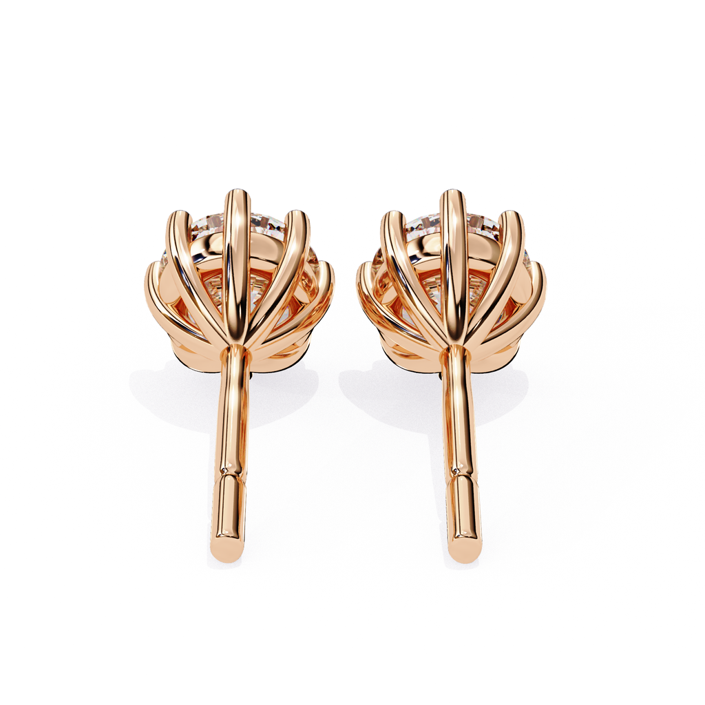 Round diamond halo stud earrings