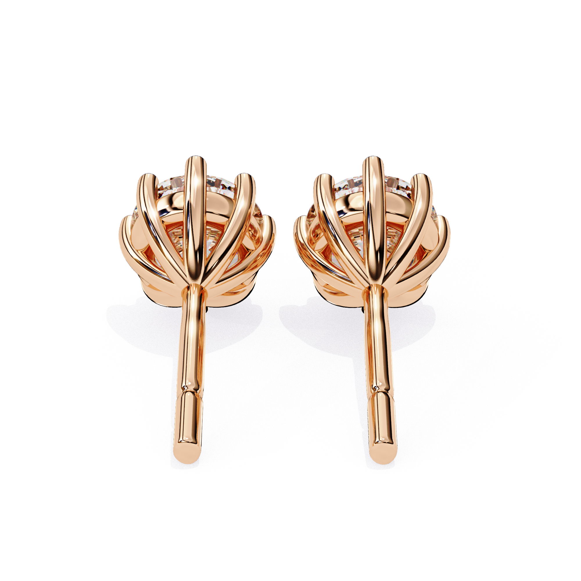 Round diamond halo stud earrings