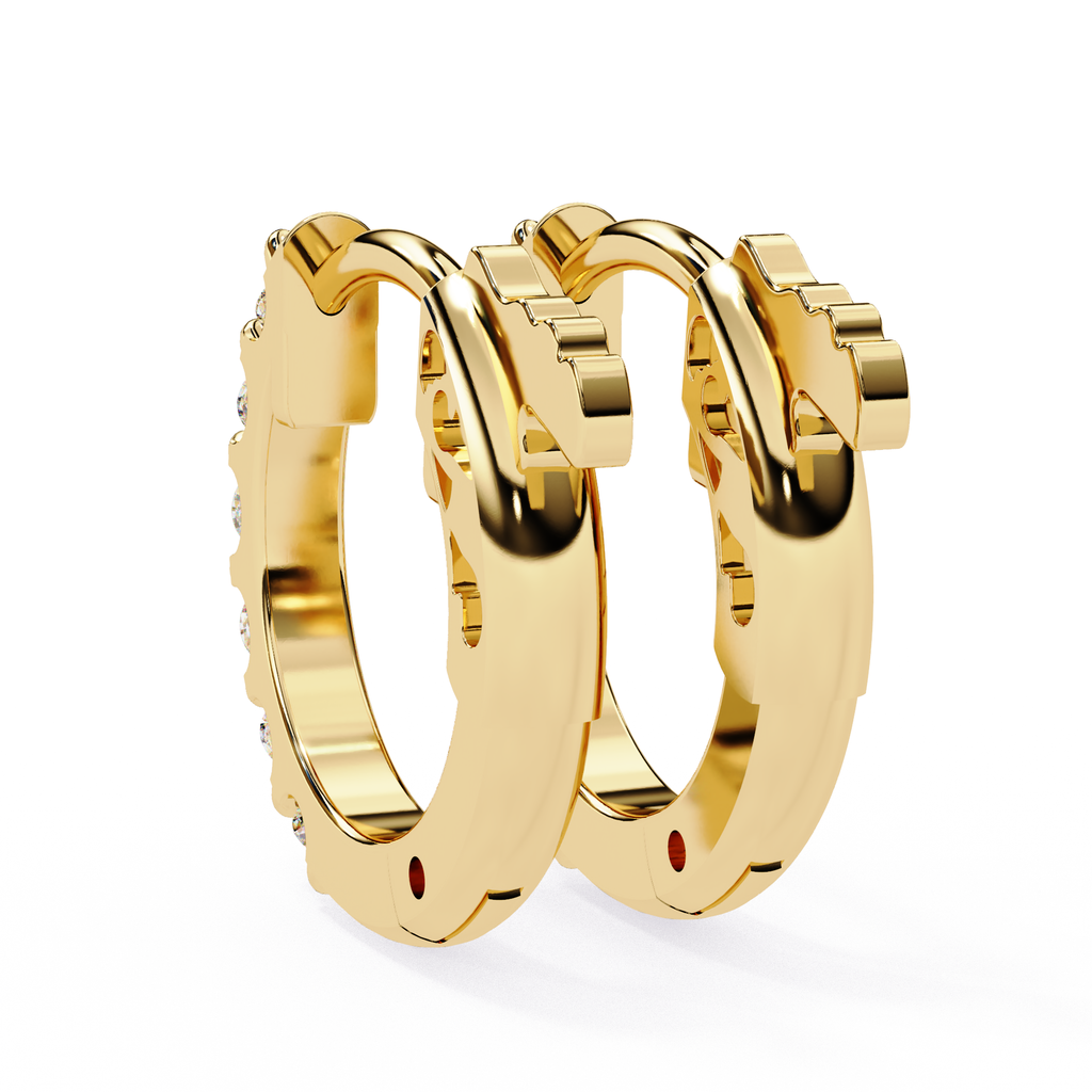Minimal gold diamond hoop earrings
