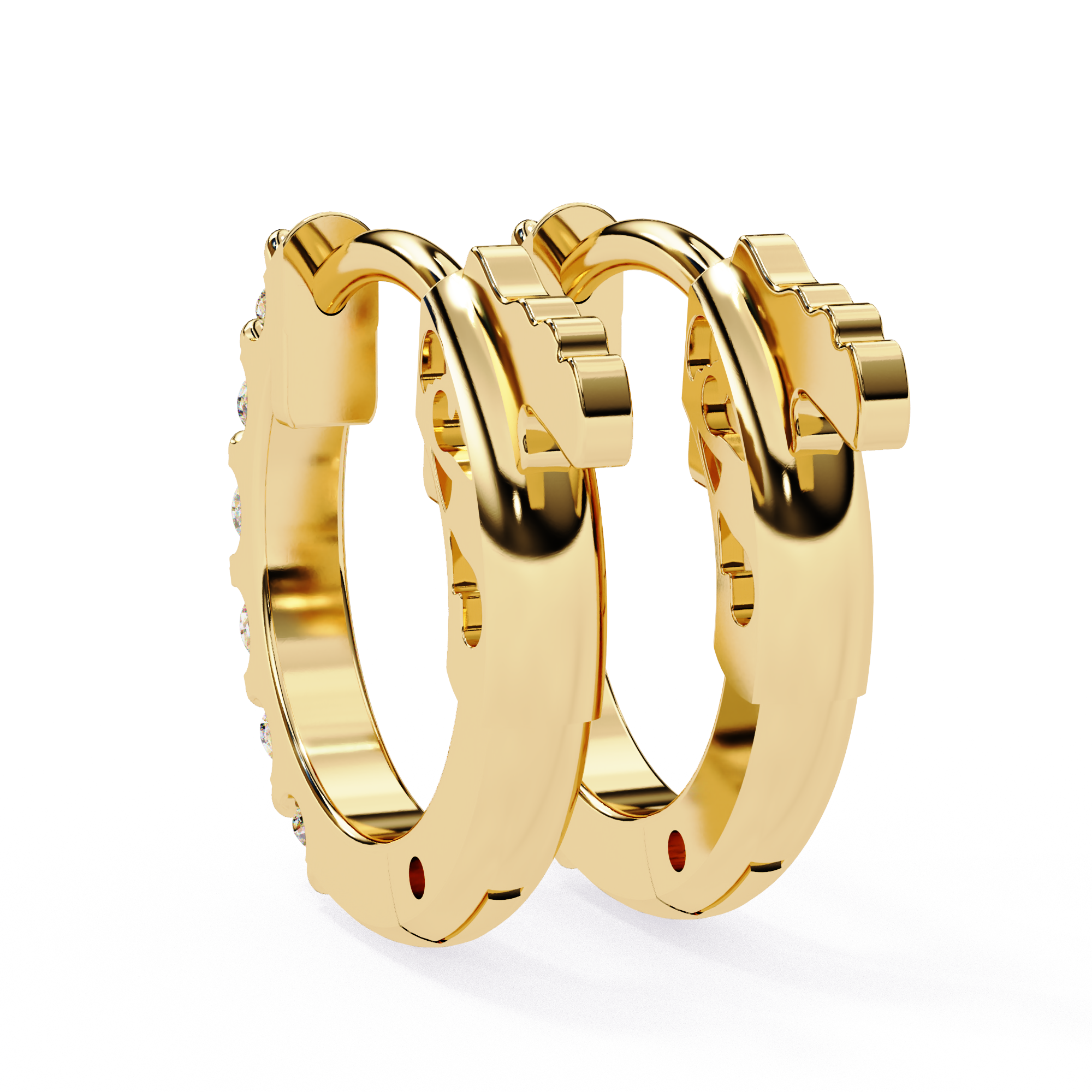 Minimal gold diamond hoop earrings