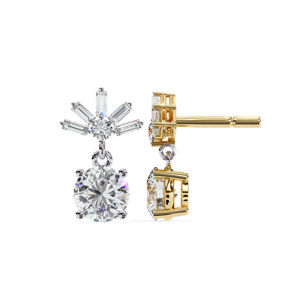 Statement diamond drop earrings in gold