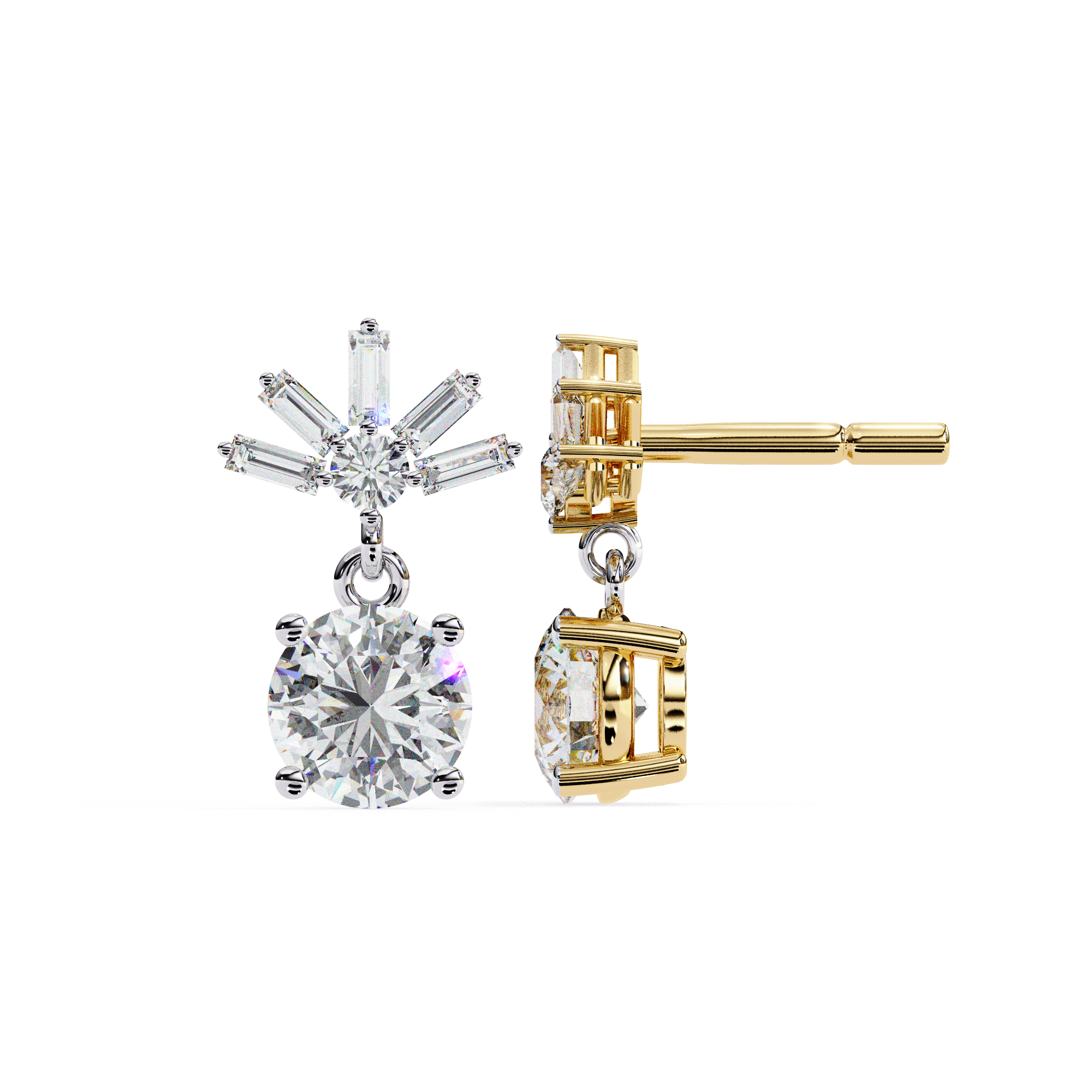 Statement diamond drop earrings in gold