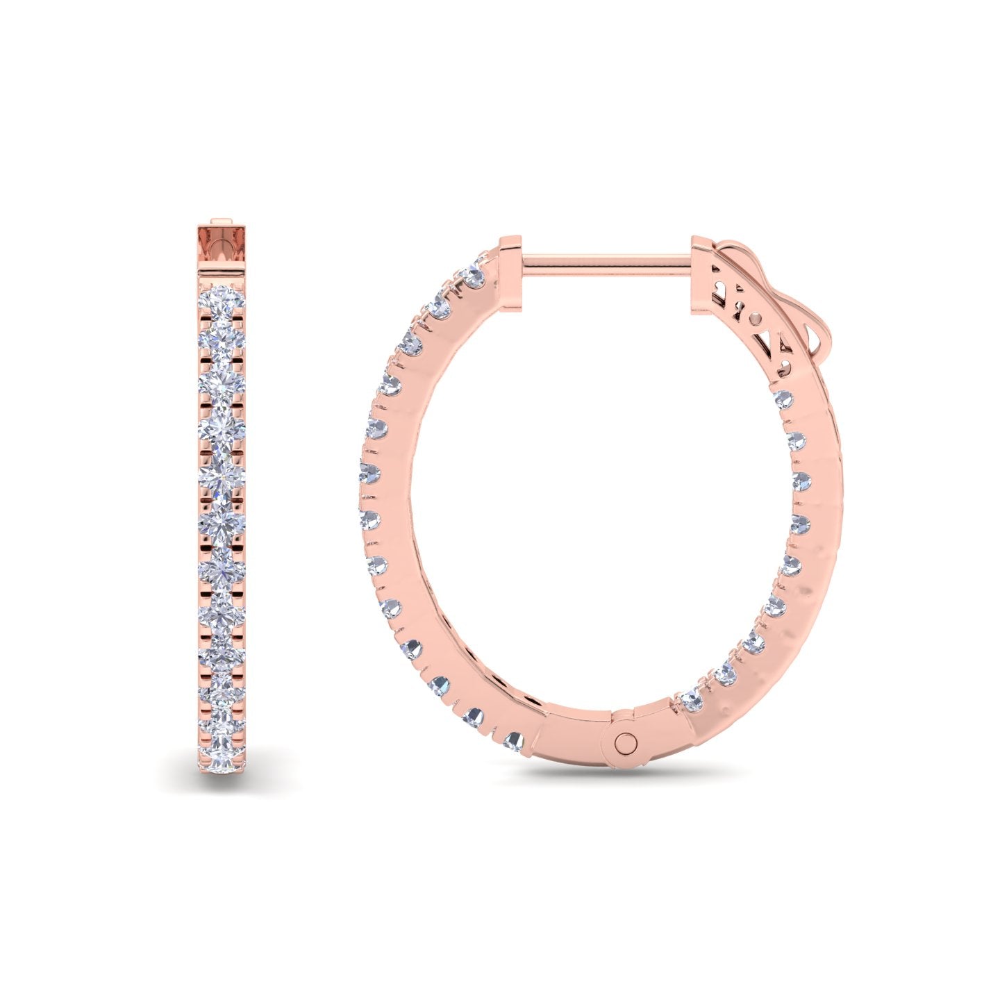 Minimal diamond hoop earrings in Rose Gold