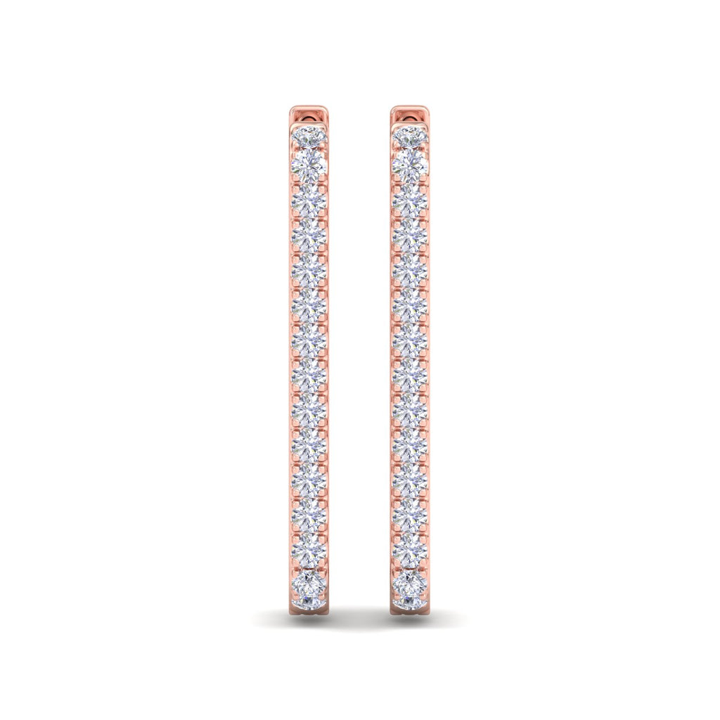 Rose Gold rectangular diamond hoops