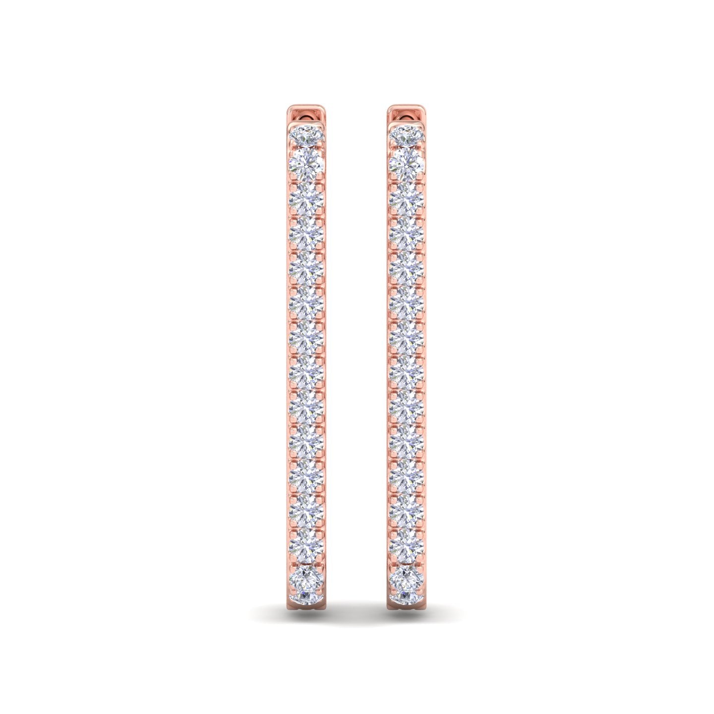 Rose Gold rectangular diamond hoops