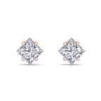 Square princess cut diamond stud earrings
