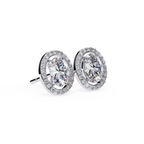 Minimal Oval shaped diamond halo stud earrings everyday wear